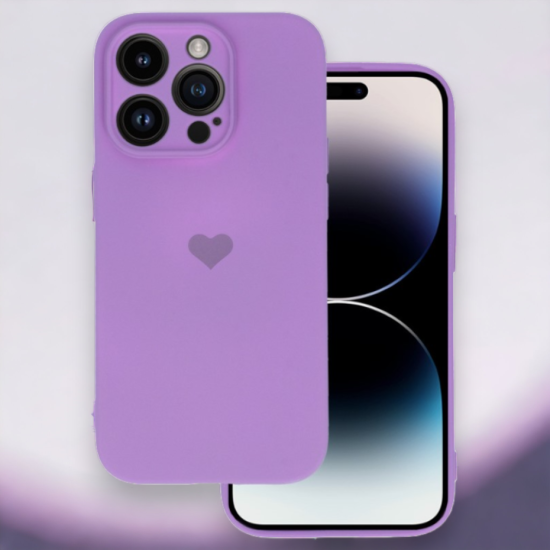 Infostyle Silikonski ovitek "Heart" za iPhone 14 Pro Max - Vijolična