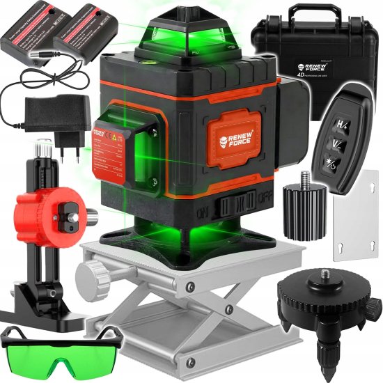 Dexxer Aku. 16 linijski zeleni gradbeni laserski nivelir 2x 2400mah LL37P