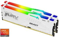 Kingston FURY Beast White RGB EXPO 64GB DDR5 6400MT/s / CL32 / DIMM / Kit 2x 32GB