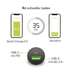 Goobay Dual USB-C Auto Fast Charger 2xUSB-C 30W črn avtomobilski polnilnik