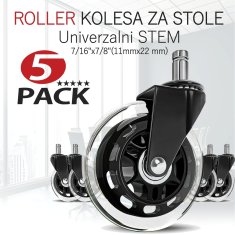 Komplet 5 - Roller kolesc za pisarniške stole