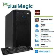 PCplus Magic Ryzen 7 8700G 32GB 1TB NVMe SSD Radeon 780M Windows 11 Home tipkovnica miška namizni računalnik