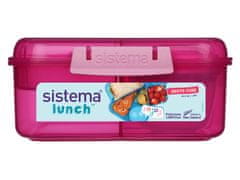 Sistema Sistema Lunch Trikomorni zabojček s posodico za jogurt in dvema pladnjema, 1,25 l, roza