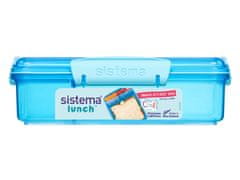 Sistema Sistema Lunch škatla za prigrizke z dvema ločenima predaloma, 975 ml, modra