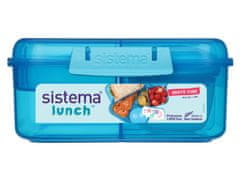 Sistema Sistema Lunch Trikomorni zabojček s posodico za jogurt in dvema pladnjema, 1,25 l, modri