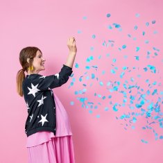 WOWO Blue Confetti Gender Reveal Balon - Balon za razkrivanje spola z modrimi konfeti za fantka ali punčko - 100 cm