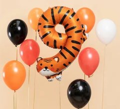 WOWO Tiger Birthday Balon - Tiger folija rojstnodnevni balon - številka 9, velikost 49x76 cm