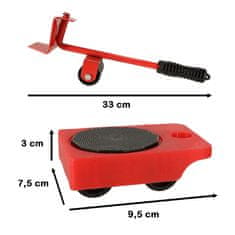 WOWO Valji za premikanje pohištva - Set transportnih valjev 150 kg 5v1