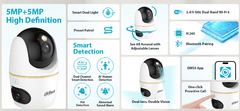 Dahua H5D-5F notranja WiFi kamera z dvojnim objektivom, 5MP, avto sledenje