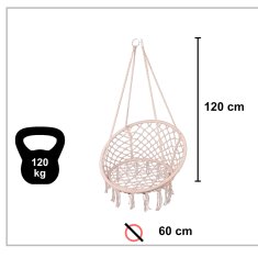 WOWO Garden Swing XXL Stork's Nest - XXL Garden Swing Stork's Nest with Ecru Blazina, Nosilnost 120 kg