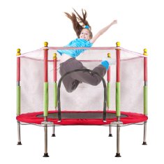 WOWO Otroški trampolin za vrt - Rdeč otroški trampolin 140cm 55inch