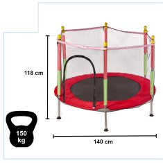 WOWO Otroški trampolin za vrt - Rdeč otroški trampolin 140cm 55inch