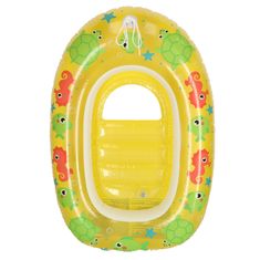 WOWO Bestway Otroški napihljivi čoln - Bestway 34037 Otroški napihljivi čoln s sedežem - Baby Swing Ring Circle, vzmetnica za plažo, rumena, za otroke 3-6 let