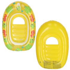 WOWO Bestway Otroški napihljivi čoln - Bestway 34037 Otroški napihljivi čoln s sedežem - Baby Swing Ring Circle, vzmetnica za plažo, rumena, za otroke 3-6 let