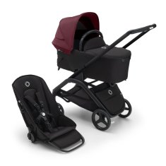 Bugaboo  Dragonfly s košaroBLACK/MIDNIGHT BLACK - DARK CHERRY