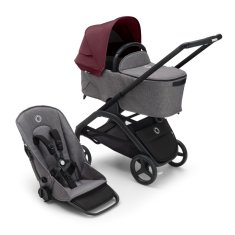 Bugaboo  Dragonfly s košaroBLACK/GREY MELANGE - DARK CHERRY