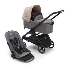 Bugaboo  Dragonfly s košaroBLACK/GREY MELANGE - DESERT TAUPE