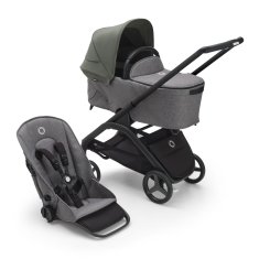 Bugaboo  Dragonfly s košaroBLACK/GREY MELANGE - FOREST GREEN