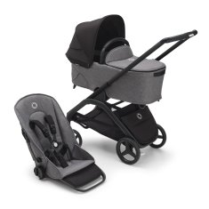 Bugaboo  Dragonfly s košaroBLACK/GREY MELANGE - MIDNIGHT BLACK