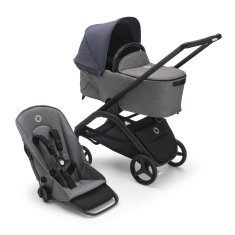 Bugaboo  Dragonfly s košaroBLACK/GREY MELANGE - STORMY BLUE