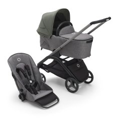 Bugaboo  Dragonfly s košaroGRAPHITE/GREY MELANGE - FOREST GREEN