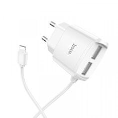 Hoco Hišni polnilec C59A 2,4A 2x USB vtič s polnilnim kablom Lightning (iPhone 12)