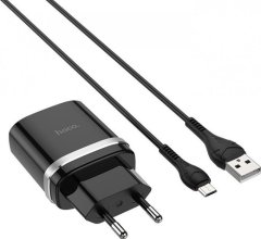 Hoco Pametni hišni polnilec C12Q 3A z 3.0 QC USB vtičem in s polnilnim kablom MicroUSB črn