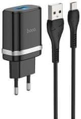 Hoco Pametni hišni polnilec C12Q 3A z 3.0 QC USB vtičem in s polnilnim kablom MicroUSB črn