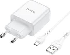 Hoco Pametni hišni polnilec N2 z USB vtičem in s polnilnim kablom Micro USB 2,1A - bel