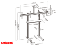 Reflecta TV STOJALO za 2x 45-55 col na kolescih-videokonferenčno 55VCD 23196