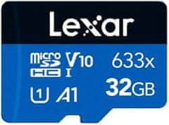 Lexar 32 GB visoko zmogljiva pomnilniška kartica microSDHC UHS-I (branje/pisanje: 100/20 MB/s) C10 A1 V10 U1