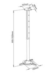 Stell SHO 1091, raztegljiv nosilec za projektor na stropu, nosilnost 15 kg - srebrn