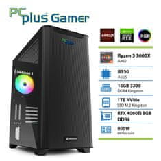 PCplus Gamer Ryzen 5 5600X 16GB 1TB NVMe SSD RTX 4060Ti 8GB gaming namizni računalnik