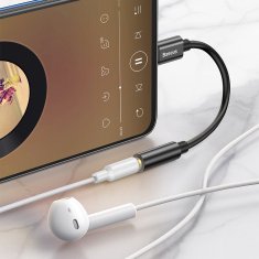 BASEUS L54 USB-C na 3,5 mm ženski adapter DAC 24 bit 48 KHz črne barve