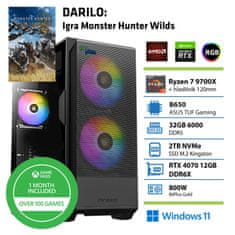 PCplus Gamer Ryzen 7 9700X 32GB 2TB SSD RTX 4070 Super 12GB Windows 11 Home + Xbox GP gaming namizni računalnik + Darilo: Monster Hunter Wilds