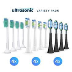 Ultrasonic  All-in-One komplet nastavkov za Philips Sonicare C1 ProResults, W2 Optimal White, C3 Premium Plaque Defense, 12 kosov