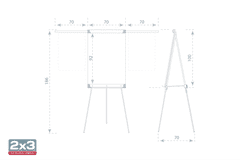 2x3 FlipChart 100x70cm Classic na treh teleskopskih nogah TF04