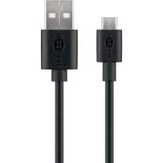 Goobay USB 2.0 (M) na microUSB (Type B) 1m črn polnilni kabel