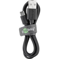 Goobay USB 2.0 (M) na microUSB (Type B) 1m črn polnilni kabel