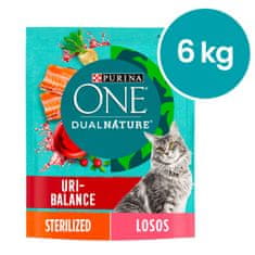 Purina ONE Dual Nature s sterilizirana hrana za mačke brusnica z lososom 8x750 g