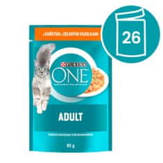 Purina ONE ONE Adult vrečke za mačke, mini fileji s piščancem in stročjim fižolom v soku, 26x 85 g