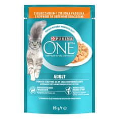 Purina ONE ONE Adult vrečke za mačke, mini fileji s piščancem in stročjim fižolom v soku, 26x 85 g