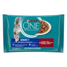 Purina ONE Senior 7+ mini fileji z govedino in korenjem v soku, 48 × 85 g