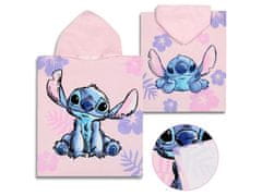 Disney DISNEY Stitch Otroška brisača, pončo s kapuco za deklice, bombaž 50x115 cm OEKO-TEX 