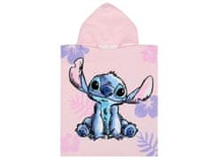 Disney DISNEY Stitch Otroška brisača, pončo s kapuco za deklice, bombaž 50x115 cm OEKO-TEX 