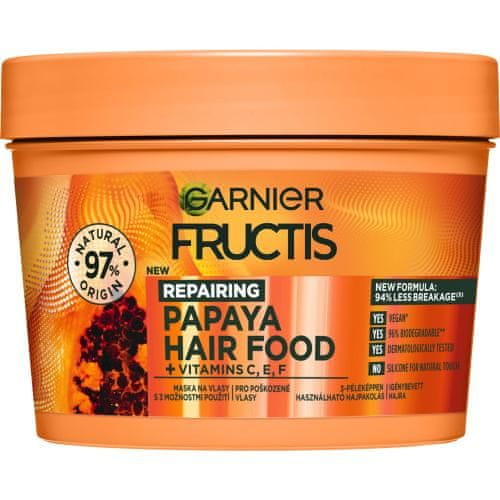 Garnier Fructis Hair Food Papaya Repairing Mask hranilna maska za poškodovane lase za ženske