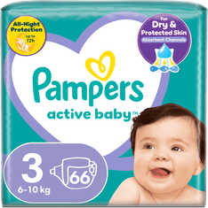 Pampers Active Baby plenice, velikost 3, 6-10 kg, 66 kosov