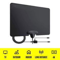 Cool Mango Notranja digitalna antena za tv omogoča dostop do brezplačnih lokalnih programov, televizijski sprejemnik omogoča ogled kanalov brez zunanjih anten in kabelskih povezav, 25 x 25 x 1 cm - Tvantena