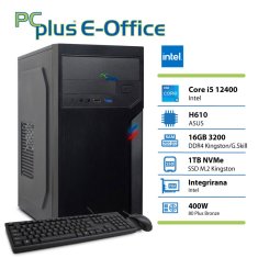 PCplus e-office Core i5-12400 16GB 1TB tipkovnica miška namizni računalnik