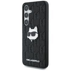 Karl Lagerfeld Originalen ovitek Samsung Galaxy S25 5G - Monogram Choupettes Head - črna zaščita - KLHMS25SPGKLCHPK